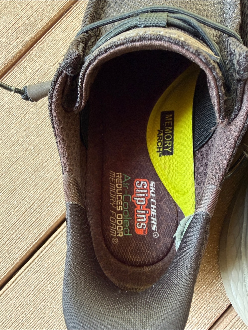 Skechers Men's Dark Brown/Black Knit casual shoes with Slip-In size 9.5 - Picture 3 of 6